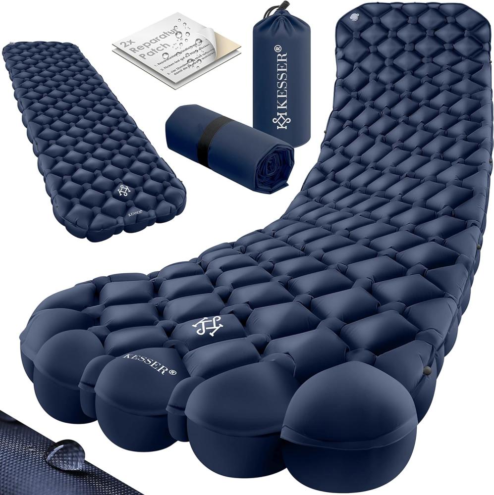 KESSER® Camping Matratze Isomatte Aufblasbare Luftmatratze Campingmatte inkl. Tragebeutel Outdoor Ultraleicht Faltbare Schlafmatte [mit Reparaturset] Belastbarkeit: 200Kg Navyblau Bild 1