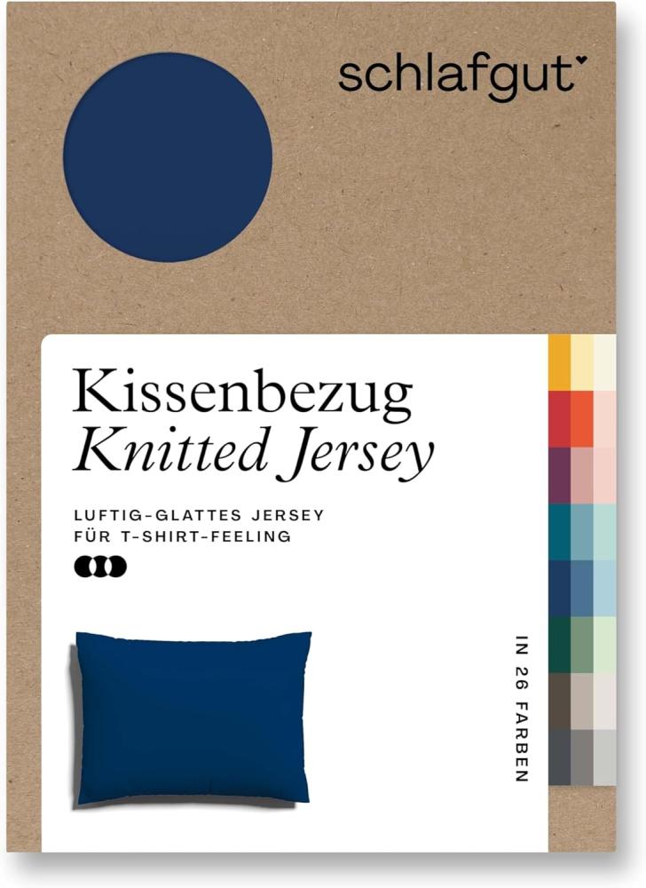 Schlafgut Knitted Jersey Bettwäsche | Kissenbezug einzeln 60x80 cm | blue-deep Bild 1