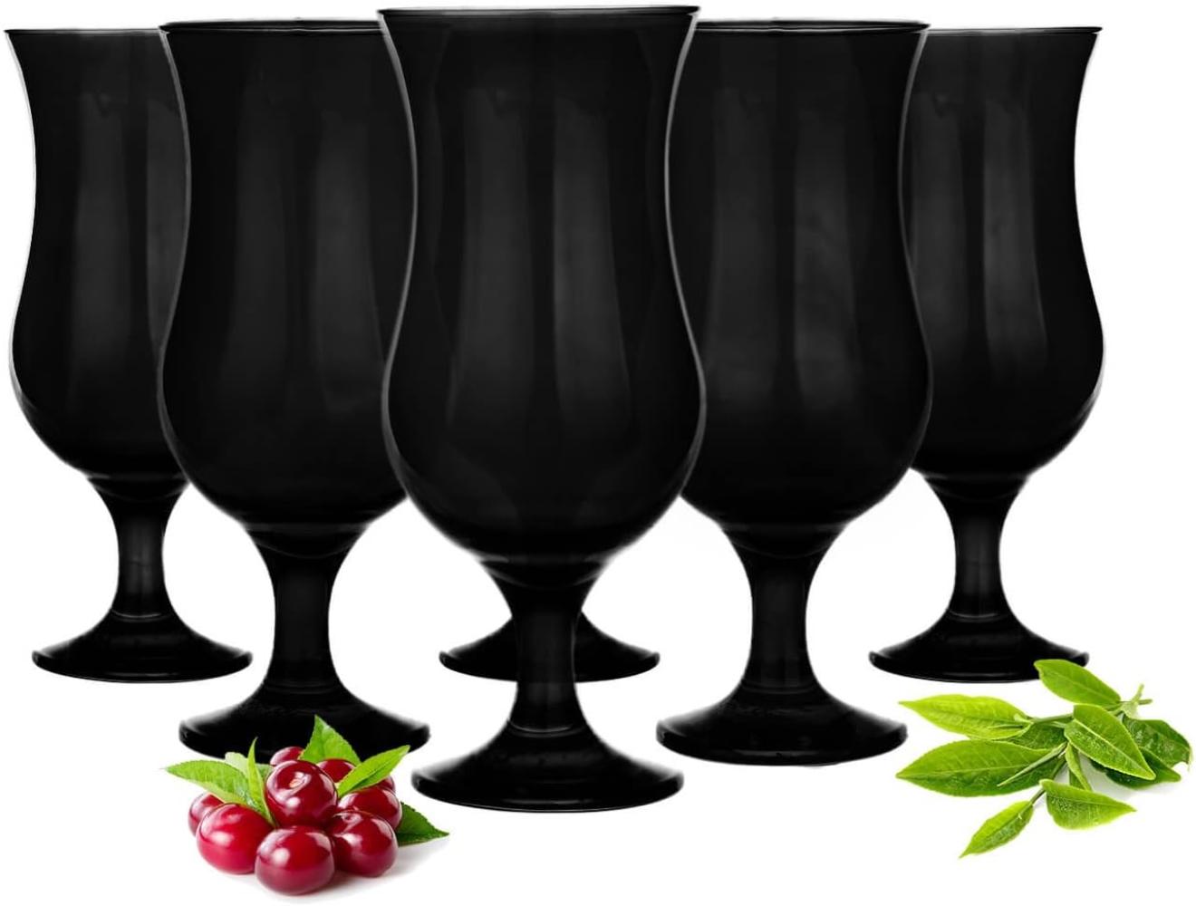 6 Schwarze Cocktailgläser 480ml Hurricane Cocktailglas Longdrinkgläser Gläser Bild 1