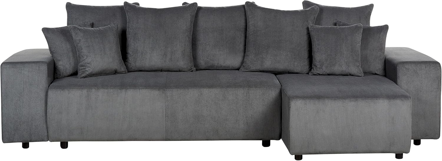 Ecksofa LUSPA Dunkelgrau Cord Linksseitig Bild 1