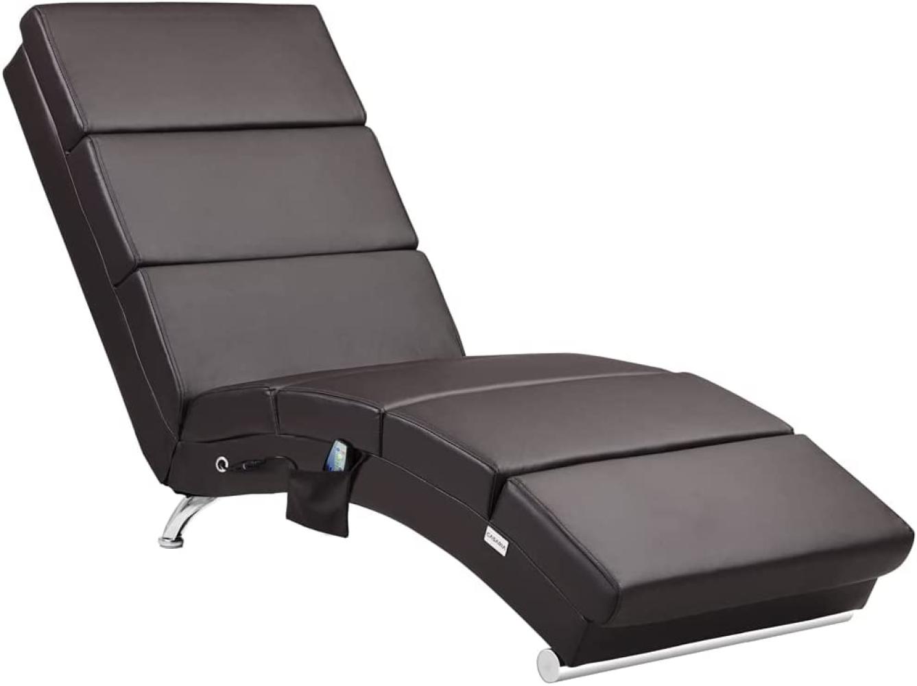 Casaria Relaxliege London mit Massage & Heizfunktion Ergonomisch Gepolstert Wohnzimmer Liegestuhl Polsterliege Kunstleder dunkelbraun Bild 1