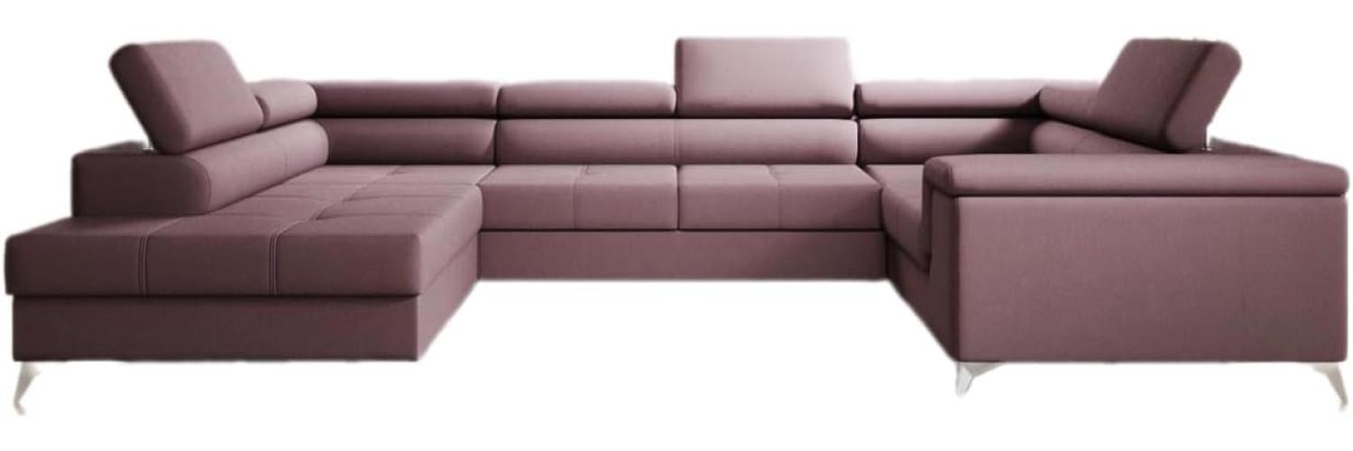 Designer Sofa Torino mit Schlaf- und Klappfunktion Stoff Rosé Links Bild 1