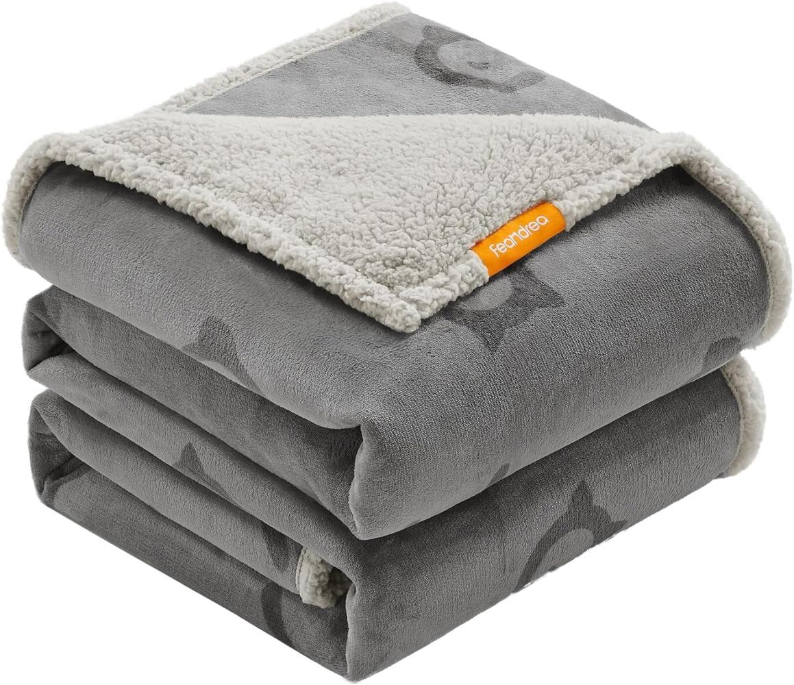 Feandrea wasserdichte Hundedecke, Sherpa Fleece Haustier Decke für extra große Hunde und Menschen, Katzen, 229 x 203 cm, XXXL, maschinenwaschbar, beidseitiger Sofabezug-Schutz, grau PPB090G01 Bild 1