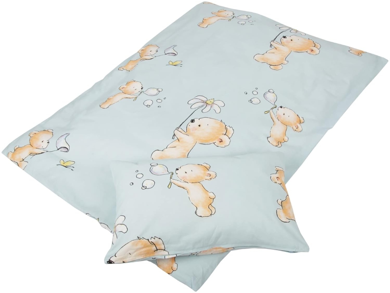 Bestgoodies Kinderbettdecke + Kopfkissen Kinder Betten-Set inkl. Bettwäsche, Füllung: 100% Polyester, Klimafaser, Bettbezug aus 100% Baumwolle - Steppbett Bild 1