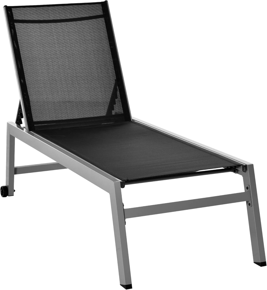 Outsunny Gartenliege Sonnenliege mit Rückenlehnen, Sitzmöbel, 1 St, Gartenmöbel, Aluminium, Schwarz, 169 x 65 x 102 cm Bild 1