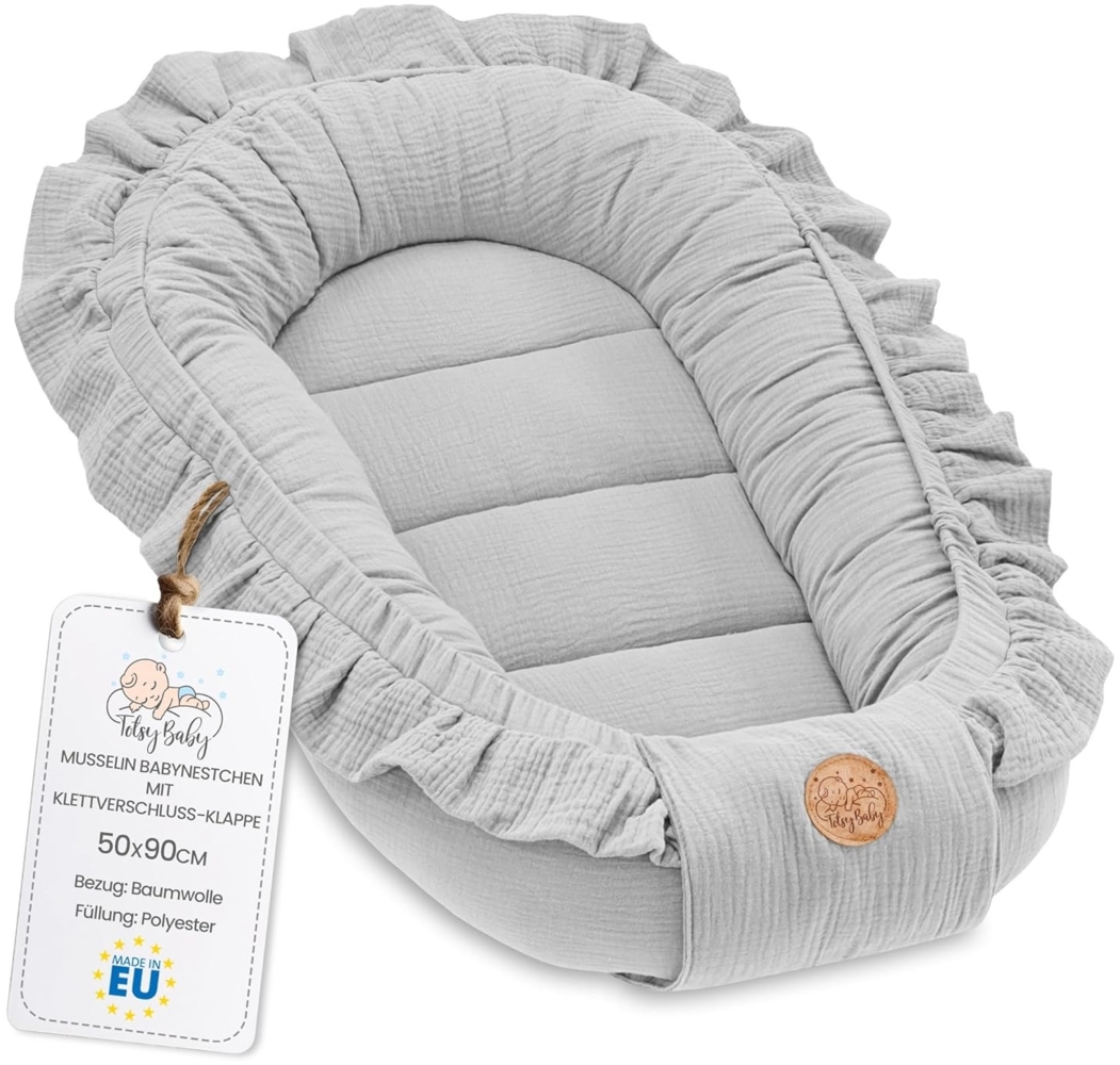 Totsy Baby Kuschelnest Warmes Nestchen Baby 90x50 cm Grau Bild 1