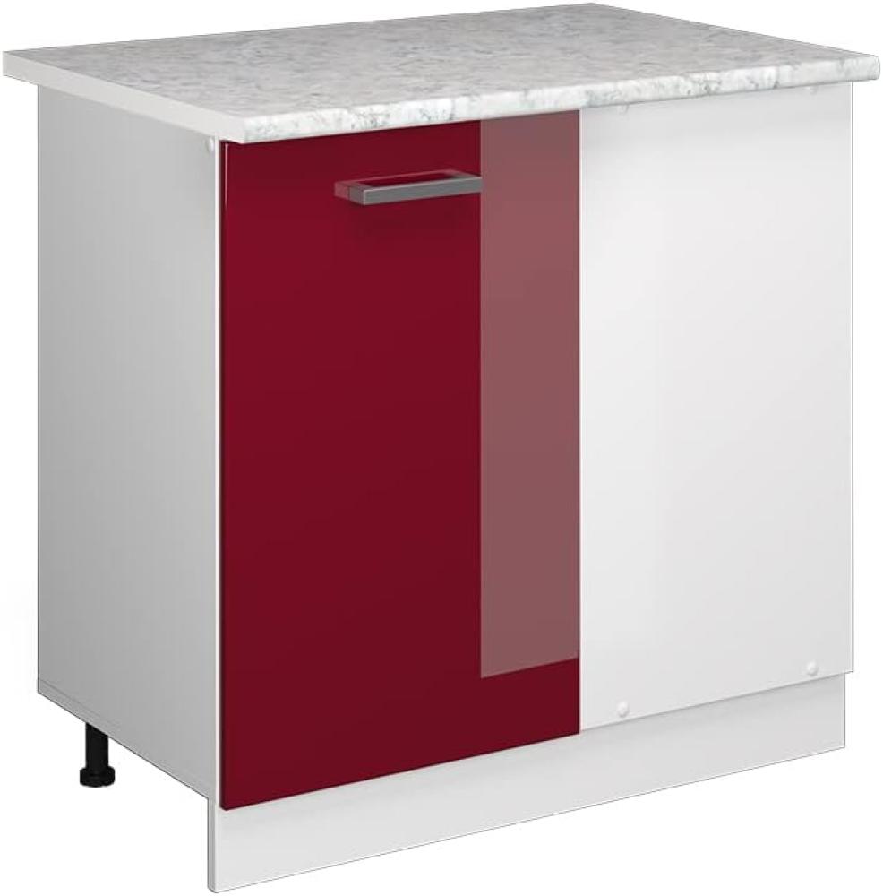 Vicco Eckschrank R-Line, Bordeaux Hochglanz/Weiß, 86 cm mit Arbeitsplatte Bild 1