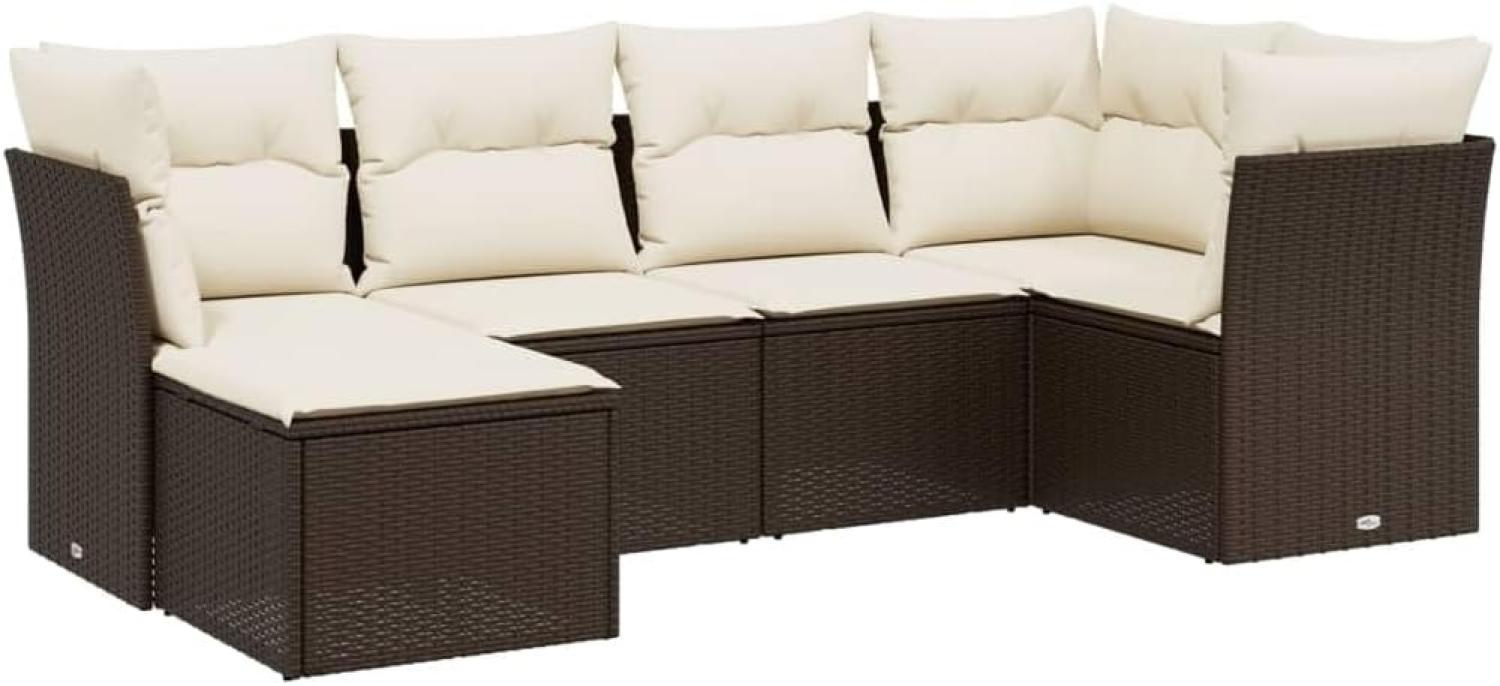 vidaXL 6-tlg. Garten-Sofagarnitur mit Kissen Braun Poly Rattan 3263179 Bild 1