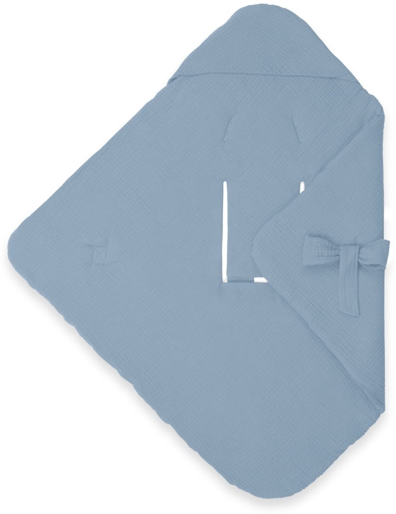 hauck Baby Einschlagdecke Snuggle so Cosy aus Baumwolle, Universal für Babyschale, Kindersitz, Kinderwagen, Buggy, Babywippe, Waschbar (Dusty Blue) Bild 1