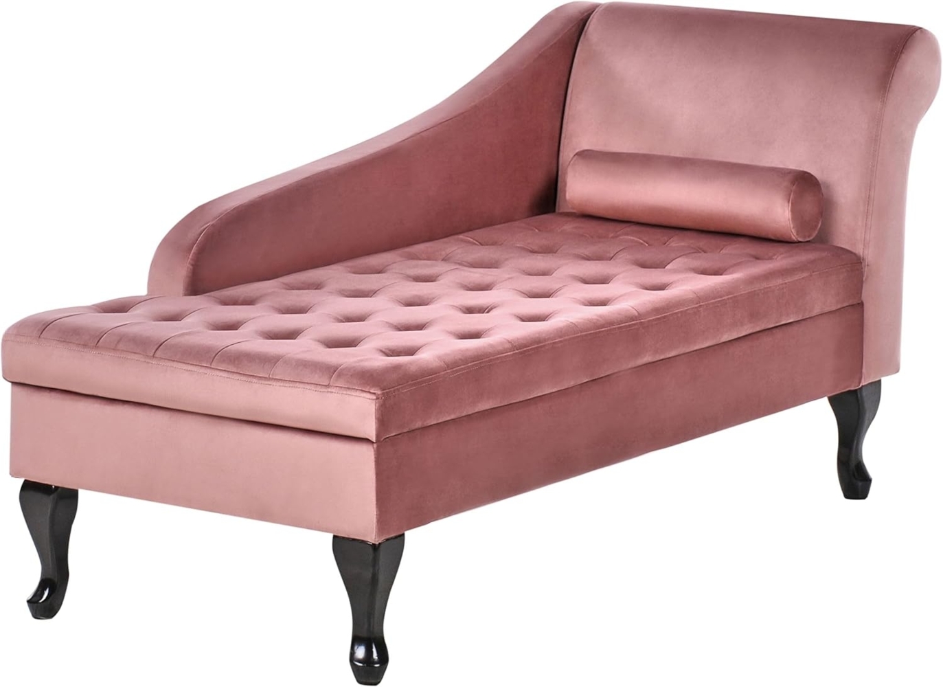 Rechtsseitige Chaiselounge PESSAC Samtstoff Rosa mit Stauraum Bild 1