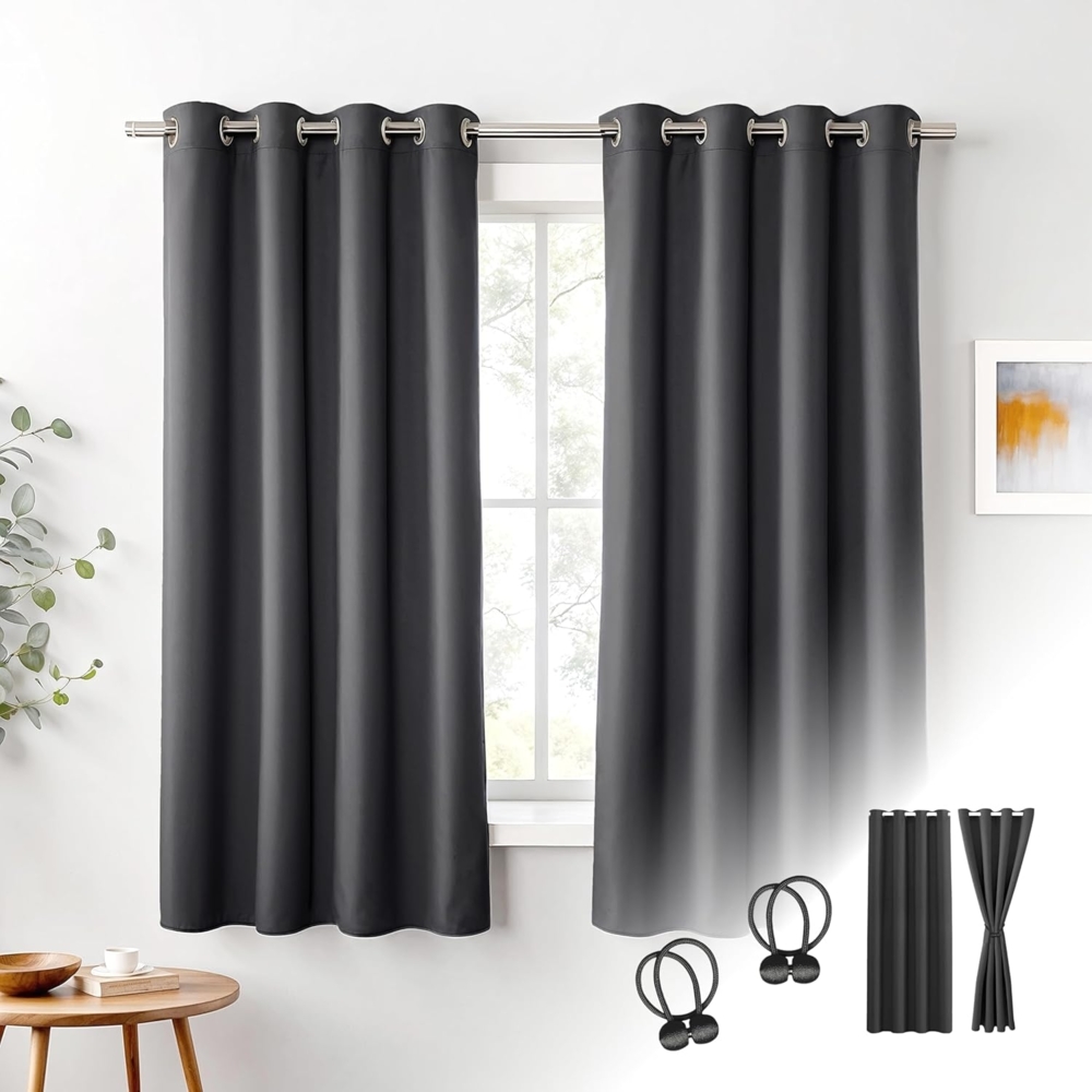 Cozyor Verdunkelungsvorhang Set mit 2x Vorhang + 2x Magnethalter + wahlweise mit Stange, Ösen (2 St), verdunkelnd, Mikrofaser Polyester, Gardinen Thermo Vorhang 160x135 Wohnzimmer, Schlafzimmer, Kinderzimmer Bild 1