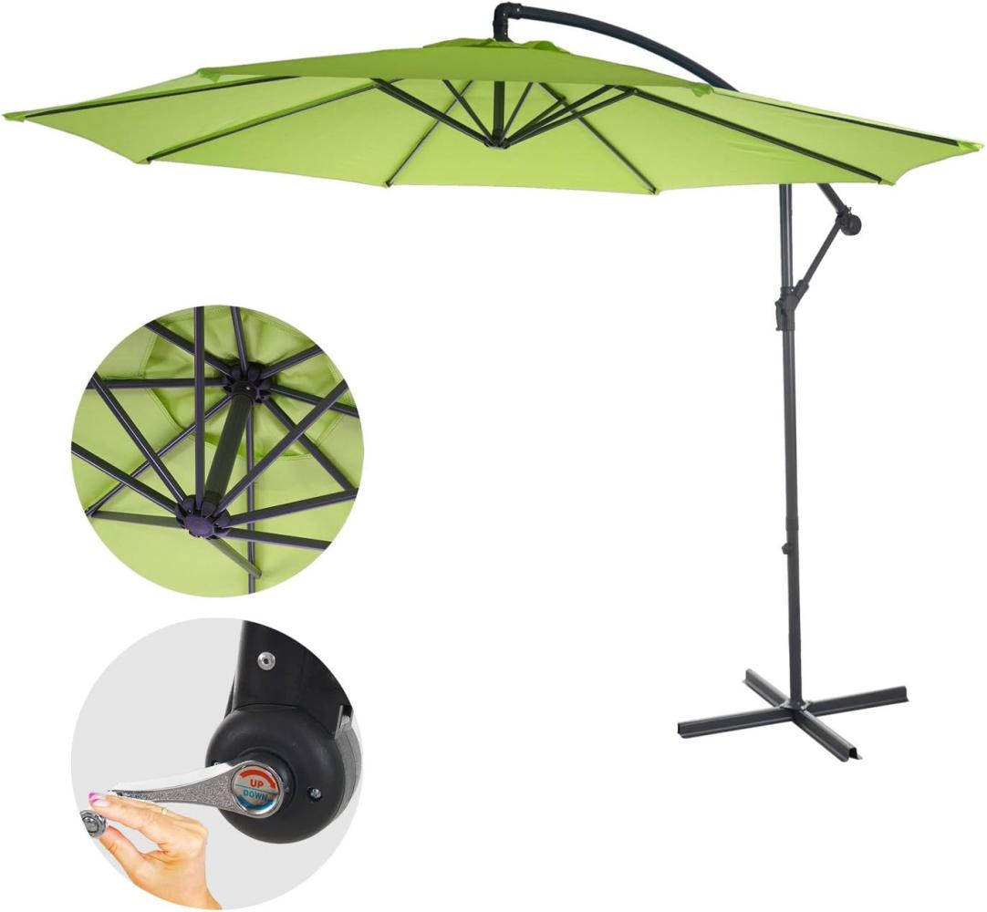 Ampelschirm Acerra, Sonnenschirm Sonnenschutz, Ø 3m neigbar, Polyester/Stahl 11kg ~ grün-lemon ohne Ständer Bild 1