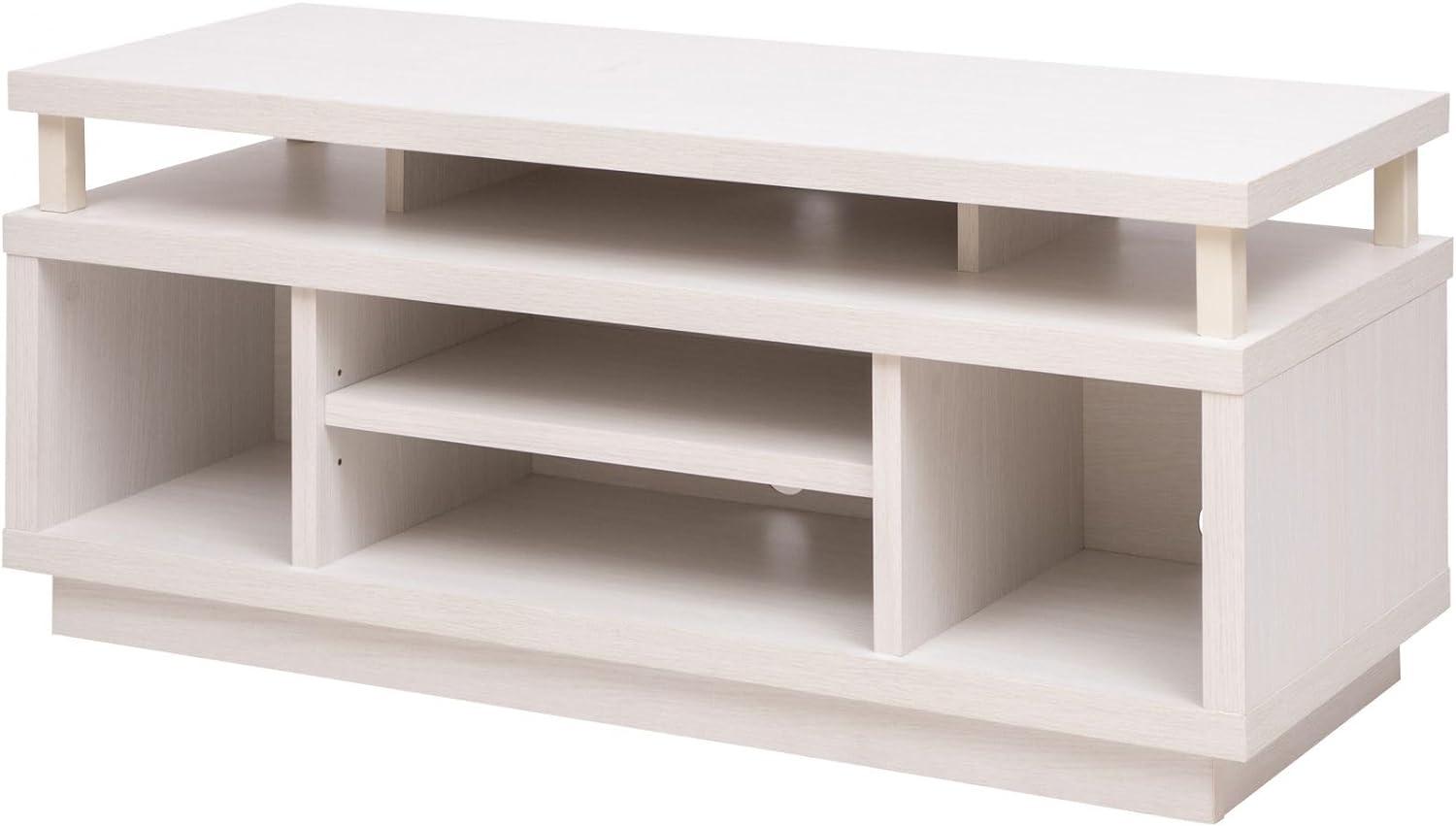 Iris Ohyama, TV-Ständer/TV-Schrank/TV-Holzständer/TV-Ständer mit 5 offenen Regalen/TVs bis 43, KabelführungslöcherBüro, Schlafzimmer, Wohnzimmer - TV Cabinet Middle - OTS-100M - weiÃŸe Eiche Bild 1