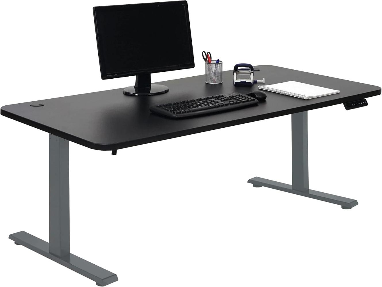 Schreibtisch HWC-D40, Computertisch, elektrisch höhenverstellbar 160x80cm 53kg MVG ~ schwarz, anthrazit-grau Bild 1