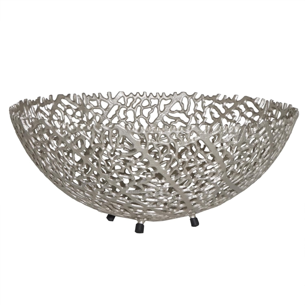 riess-ambiente Dekoschale ABSTRACT LEAF 45cm silber (Einzelartikel, 1 St), Wohnzimmer · Metall · Handarbeit · Modern Design Bild 1