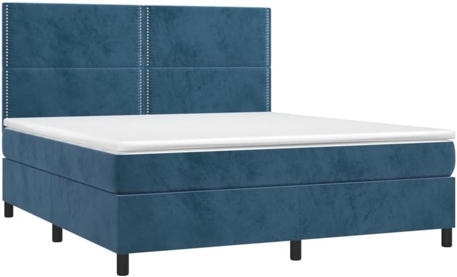 vidaXL Boxspringbett mit Matratze Dunkelblau 180x200 cm Samt 3142981 Bild 1