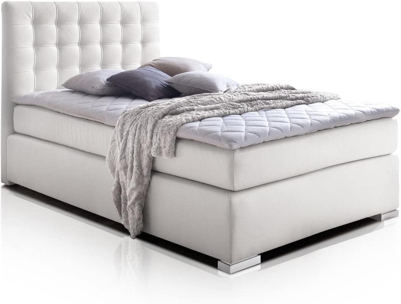 Möbel-Eins ISABELL Boxspringbett weiß 90x200 cm, Härtegrad 3 Bild 1