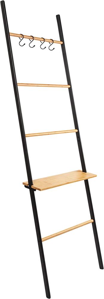 ONVAYA Kleiderstange, Kleiderleiter, Leiterregal, Handtuchständer, Handtuchleiter mit 5 Bambus Sprossen, für Bad oder Schlafzimmer Bild 1