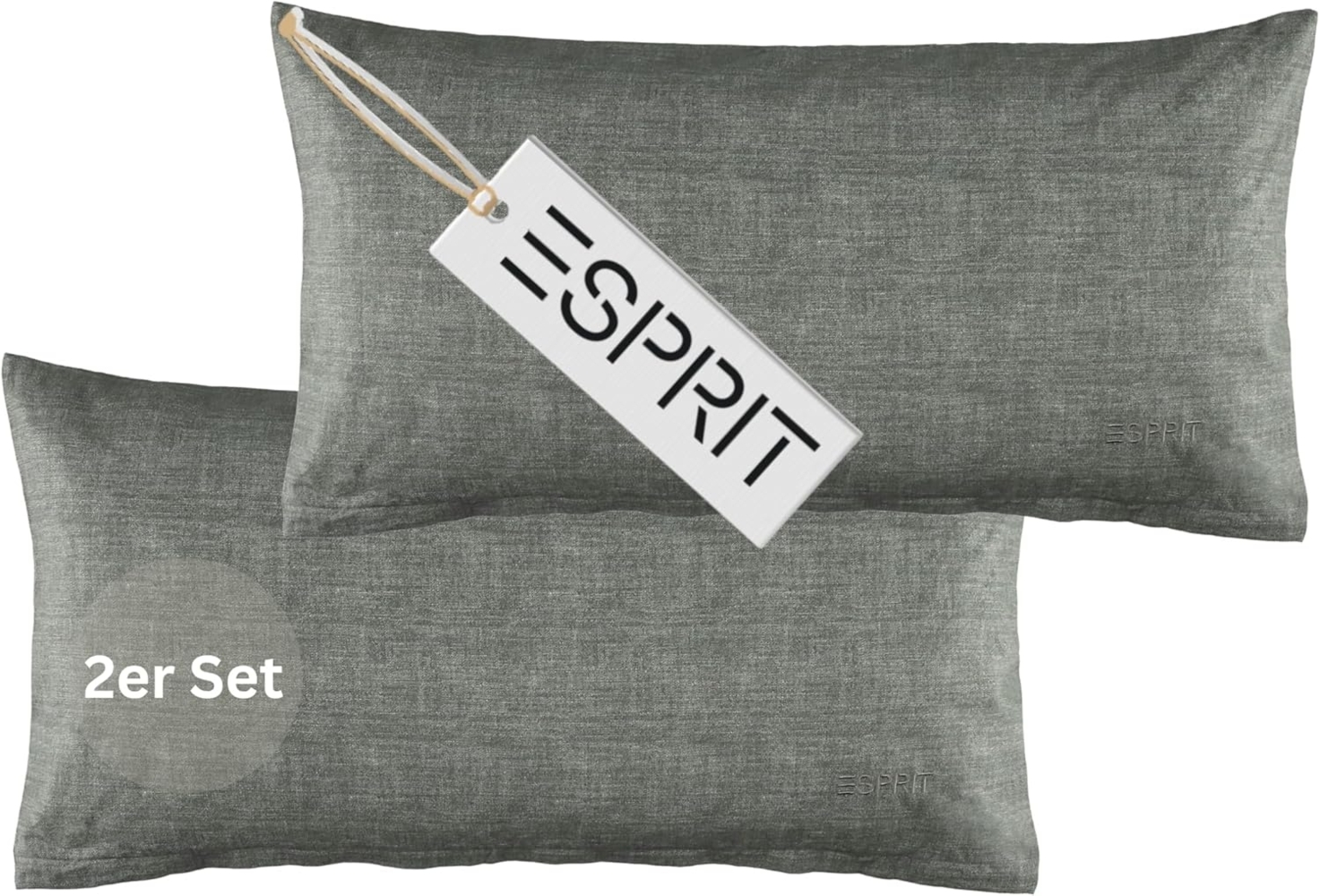 Esprit Bettwäsche HARP Renforcé Kissenbezüge und Bettwäsche, Baumwolle, 2 teilig, 40 x 80 cm 2er Pack in Anthrazit Bild 1