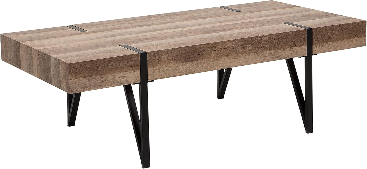 Couchtisch brauner Holzfarbton rechteckig 60x110 cm ADENA Bild 1