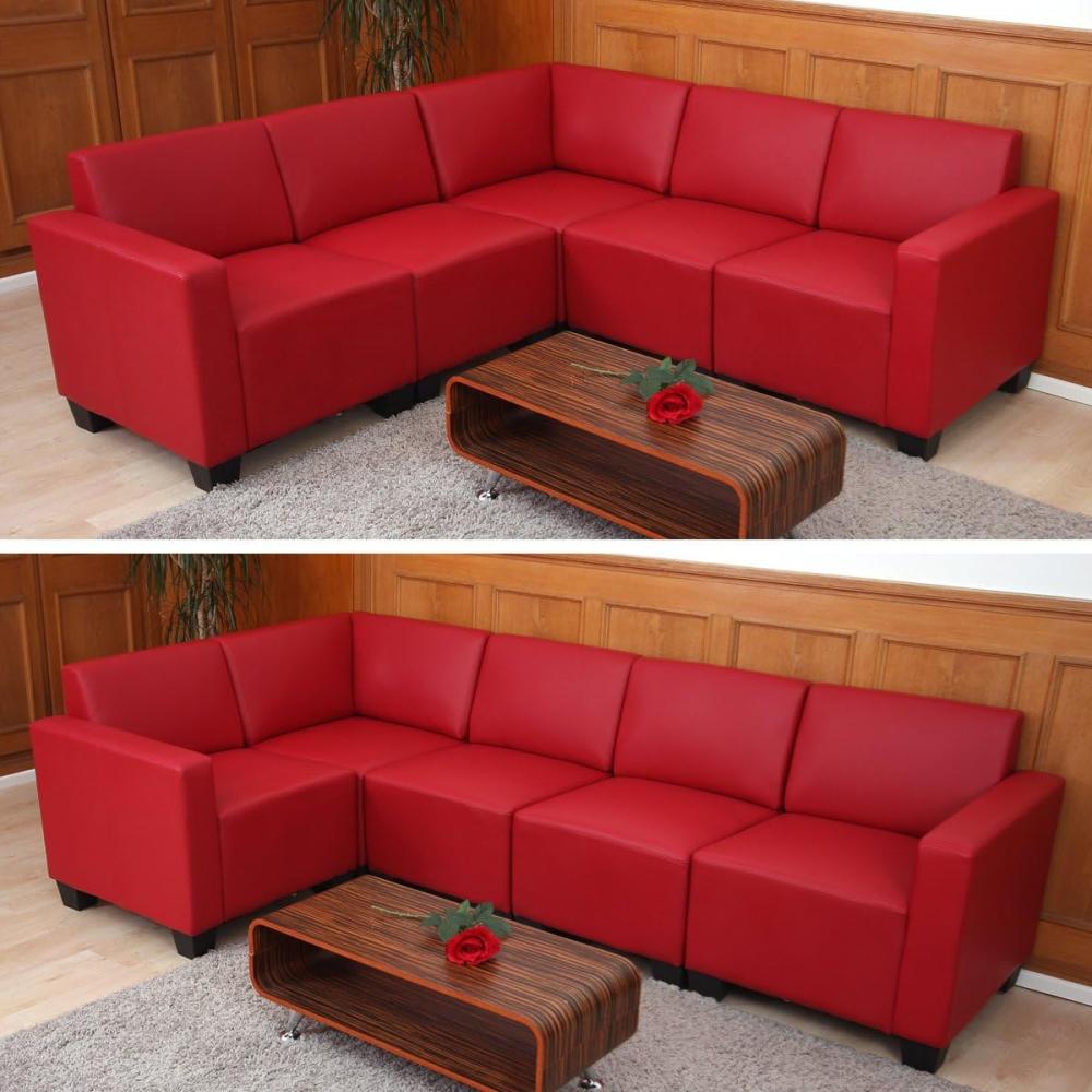 Modular Sofa-System Couch-Garnitur Lyon 5, Kunstleder ~ rot Bild 1