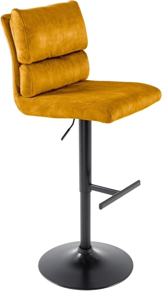 riess-ambiente Barhocker COMFORT senfgelb / schwarz (Einzelartikel, 1 St), Samt · Metall · höhenverstellbar · drehbar · Stuhl mit Lehne · Design Bild 1