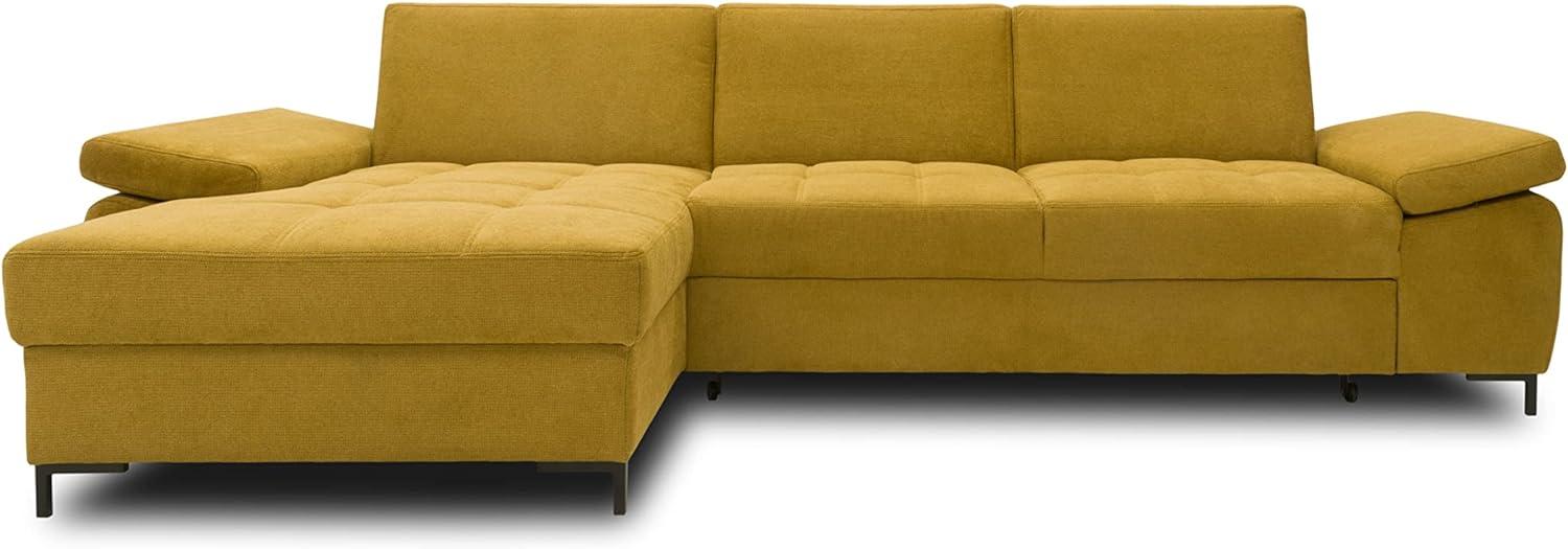 DOMO Collection Curacao Ecksofa, Eckcouch mit Federkern, Sofa mit Armlehnfunktion in L-Form, Schlaffunktion, senf, 160 x 297 cm Bild 1