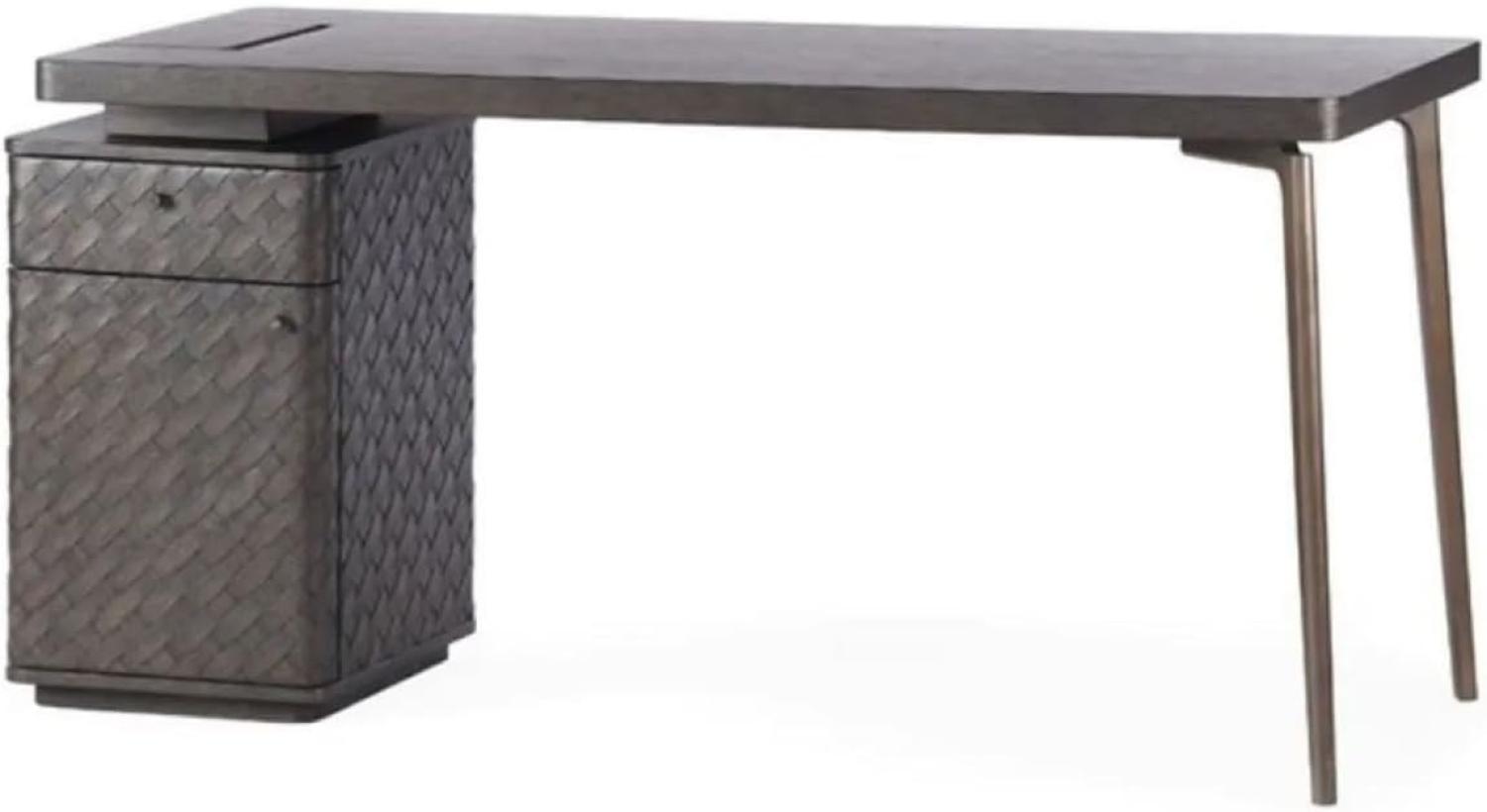 Casa Padrino Luxus Schreibtisch Braun / Bronze 150 x 60 x H. 75 cm - Massivholz Bürotisch mit Schublade und Tür - Computertisch - Büro Möbel - Luxus Möbel - Luxus Einrichtung - Luxus Qualität Bild 1