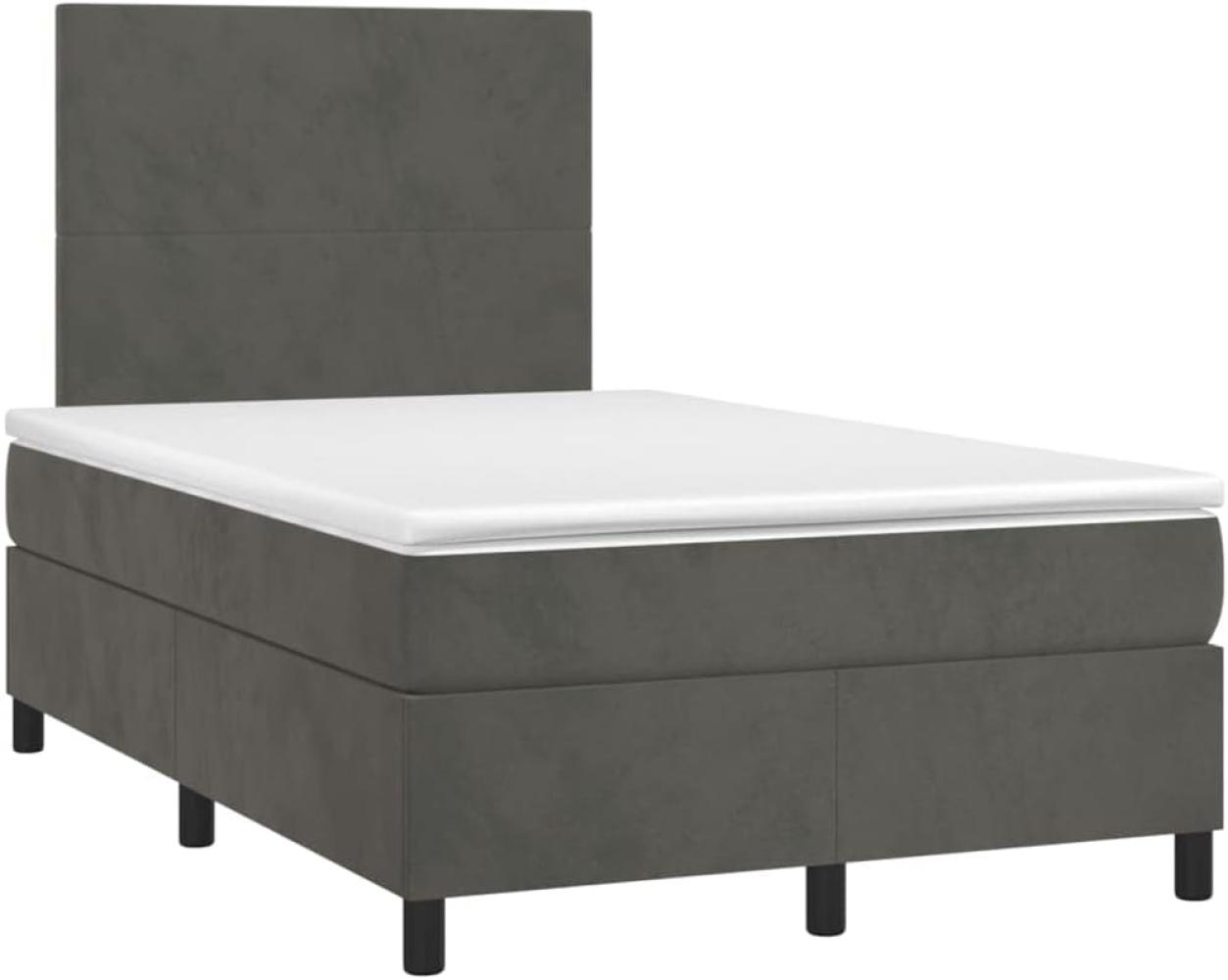 vidaXL Boxspringbett mit Matratze Dunkelgrau 120x200 cm Samt, Härtegrad: H2 [3142894] Bild 1