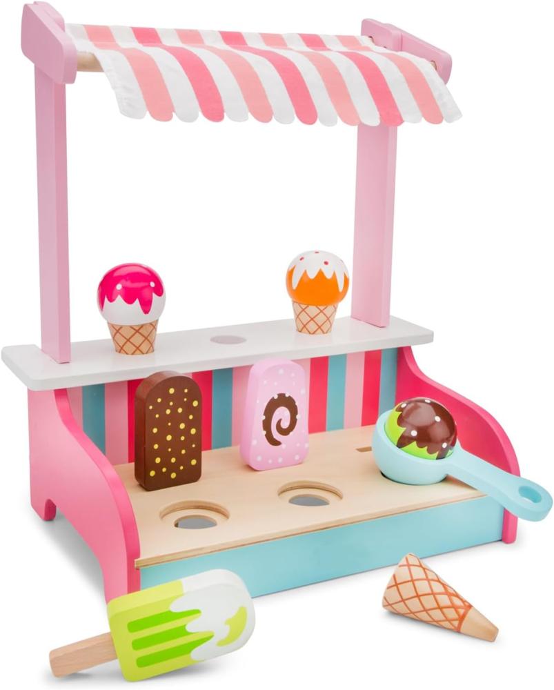 New Classic Toys Eisstand Junior 30 x 30 cm Holz rosa 5-teilig Bild 1