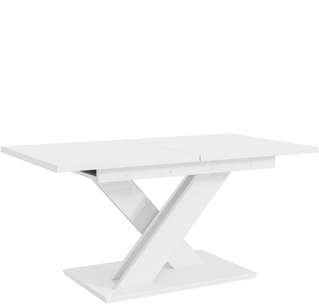 MEBLINI Esstisch Ausziehbar - Esszimmertisch Modern - Küchentisch - Säulentisch - Ausziehtisch - Dining Table - Esszimmertische - 140-180x80x75cm - Bronx - Weiß Matt Bild 1