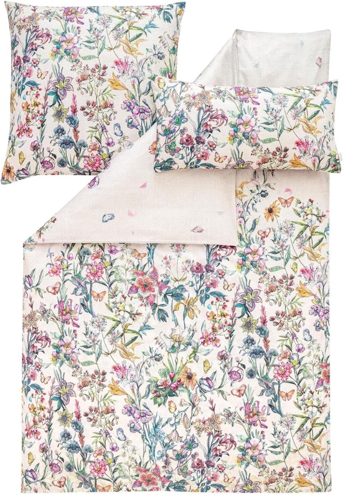 Estella Mako-Satin Bettwäsche 155x220 Tallulah Blumenwiese Schmetterling 7908-985 Bild 1
