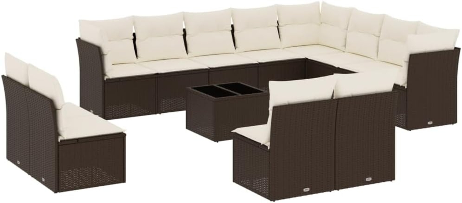 vidaXL 13-tlg. Garten-Sofagarnitur mit Kissen Braun Poly Rattan 3250322 Bild 1