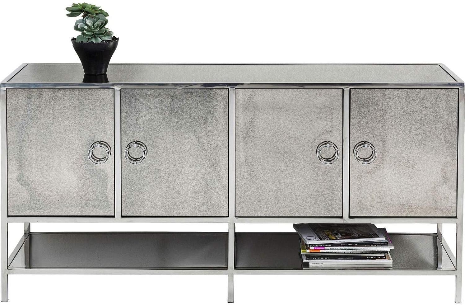 Kare 81564 Design Sideboard Moonscape, silbernes Sideboard, glas Sideboard, modernes Sideboard, (H/B/T) 80x155,5x42cm Bild 1