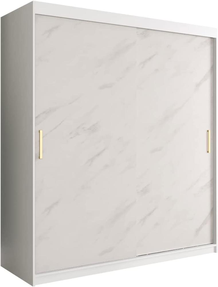 Kleiderschrank Kamoga T 180 (Weiß / Marmor Weiß + Gold, ohne Schubladen) Bild 1