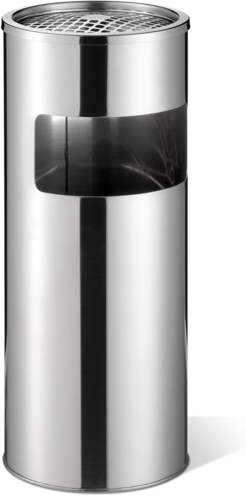 Durable Papierkorb Edelstahl mit Ascher rund Silber, 17 liters Bild 1