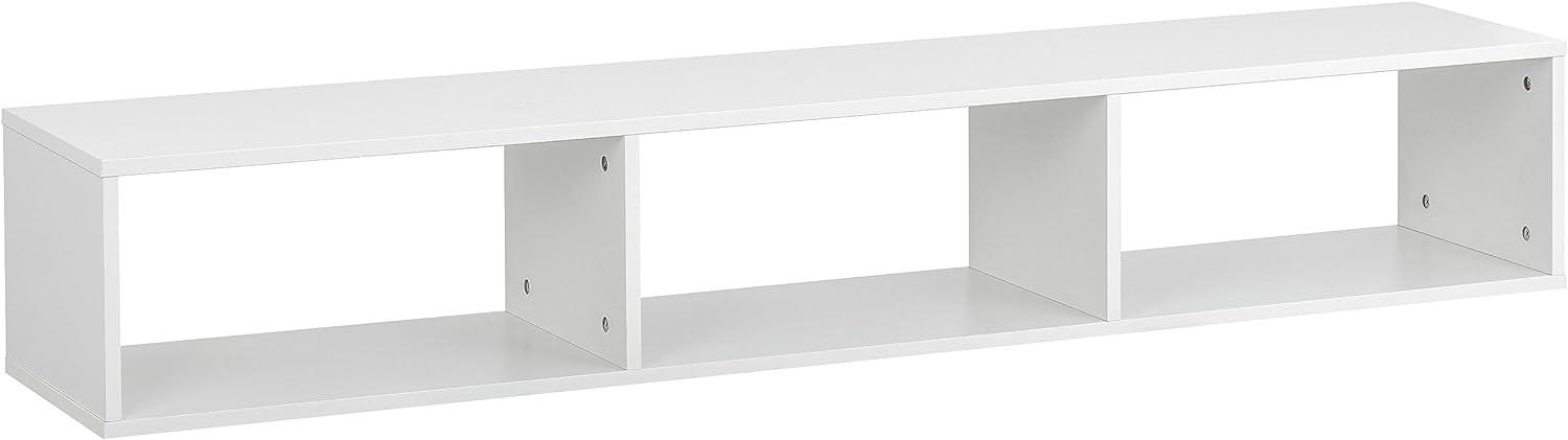 Baroni Home Hängender TV-Schrank für Wohnwand mit 3 Fächern, Loch für Kabeldurchführung aus MDF, TV-Board für Wohn- und Schlafzimmer, Küche, Weiß, 152x30x25 cm Bild 1