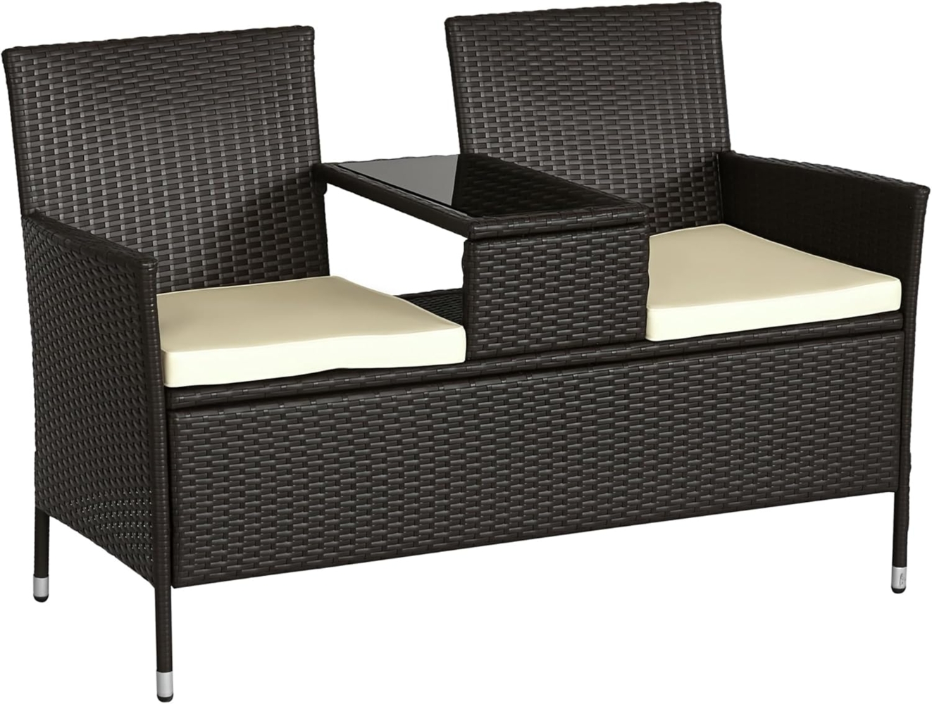 Outsunny Gartenbank Polyrattan Gartenbank Bild 1