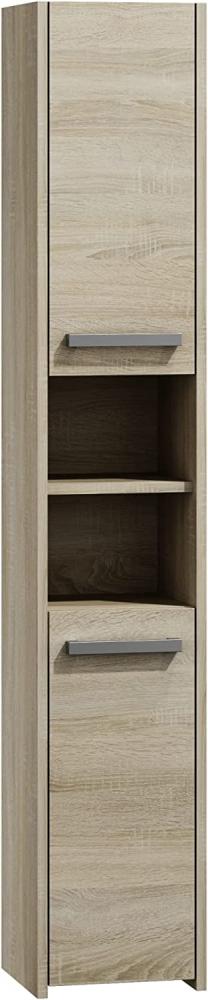 ADGO Badhochschrank 30x30x170cm, Hochschrank, Schmales Badezimmerregal, Badezimmer Regal Schrank, Bad Badregal, Badmöbel, Aufklappbare und Abschließbare Schränke, Eng, Freistehend (S30, Sonoma Eiche) Bild 1