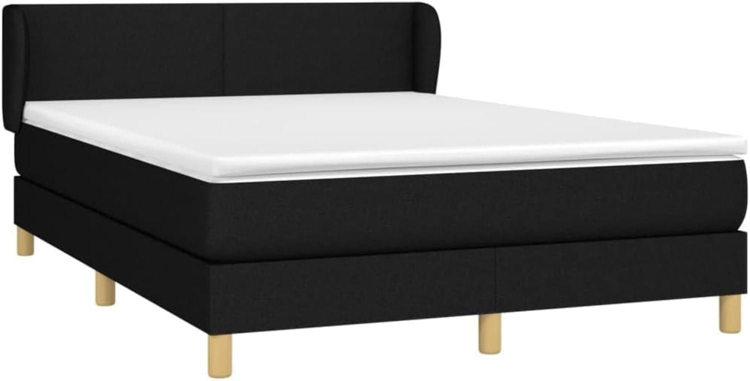 vidaXL Boxspringbett mit Matratze Schwarz 140x190 cm Stoff 3126639 Bild 1