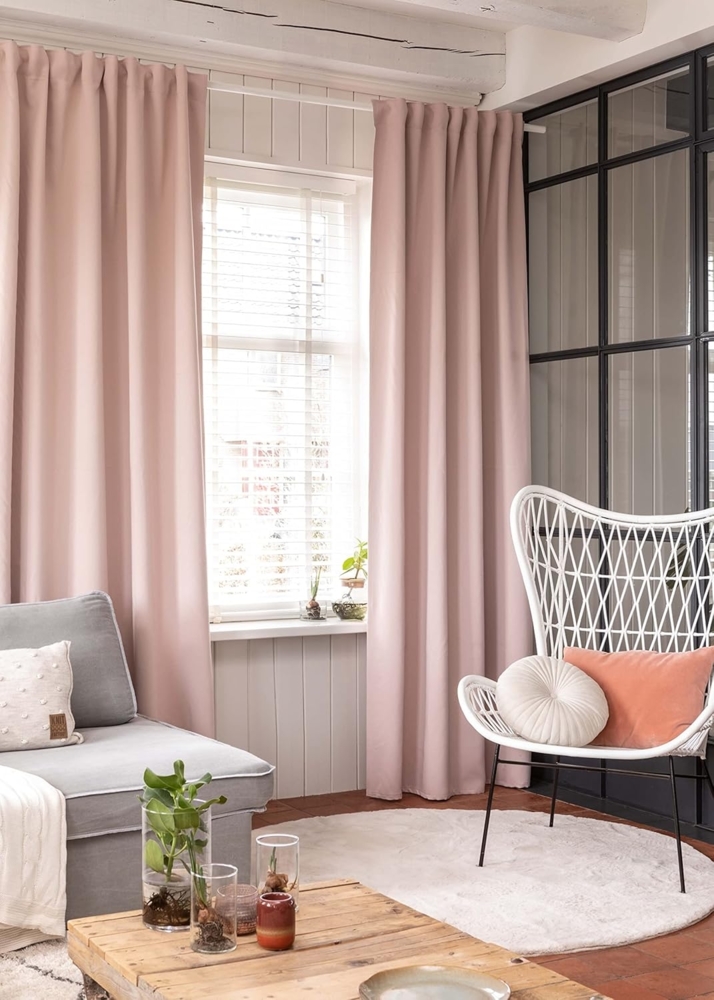 ELBERSDRUCKE Vorhang Gardine mit verdeckten Schlaufen Midnight rosa verdunkelnd 255x140cm (1 St), verdunkelnd, Verdunklungsvorhang Bild 1