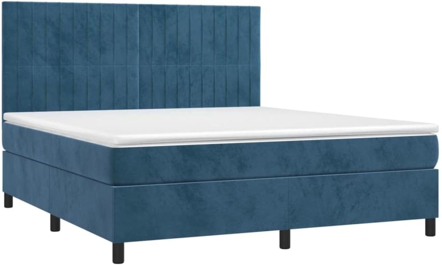 vidaXL Boxspringbett mit Matratze Dunkelblau 180x200 cm Samt 3143161 Bild 1