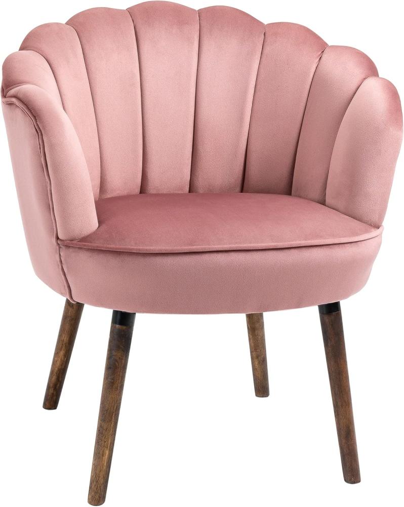 HOMCOM Barhocker Küchenstuhl Sessel mit Rückenlehne (Wohnzimmerstuhl, 1 St, Esszimmerstuhl), Polyester Gummiholz Rosa 66 x 66 x 78,5 cm Bild 1