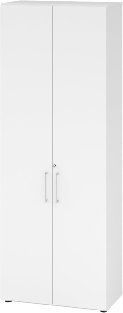 bümö® smart Aktenschrank abschließbar aus Holz | Büroschrank für Aktenordner | Büro Schrank System für Ordner | Flügeltürenschrank inkl. Einlegeböden (Weiß, 6 Ordnerhöhen) Bild 1