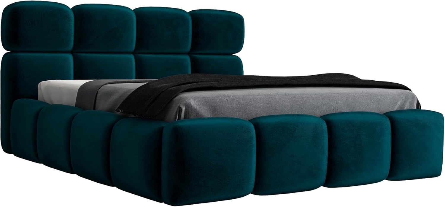 Polsterbett MAROKO 90x200 mit Matratze, Bettkasten und Lattenrost. Farbe: Pfau 36 Bild 1