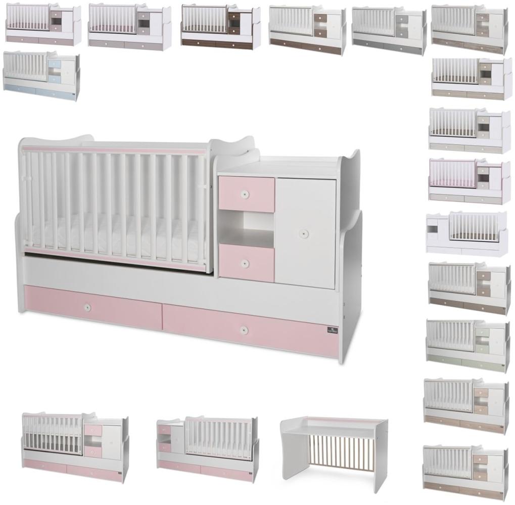 Lorelli Babybett, Jugendbett 3 in 1 Mini Max umbaubar, für 2 Kinder gleichzeitig pink Bild 1