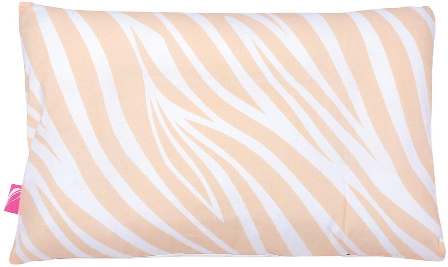 Babykopfkissen Kinderkopfkissen 35x40 cm -Öko Tex Standard 100 - inkl. abnehmbarem Bezug aus 100% Baumwolle von Motherhood (Zebra apricot) Bild 1