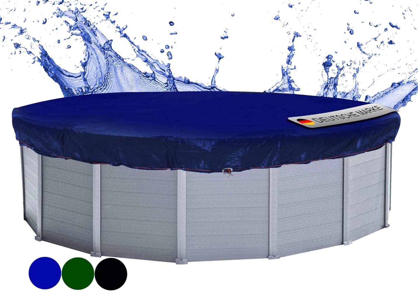 QUICK STAR Poolabdeckung Rund für 460-500 cm Pools | Planenmaß Ø 560 cm | Blau | Sommer & Winter Poolplane | Solar Abdeckplane | 200g/m² PE Zweifach Beschichtete Abdeckung | Solarplane UV-Resistent Bild 1