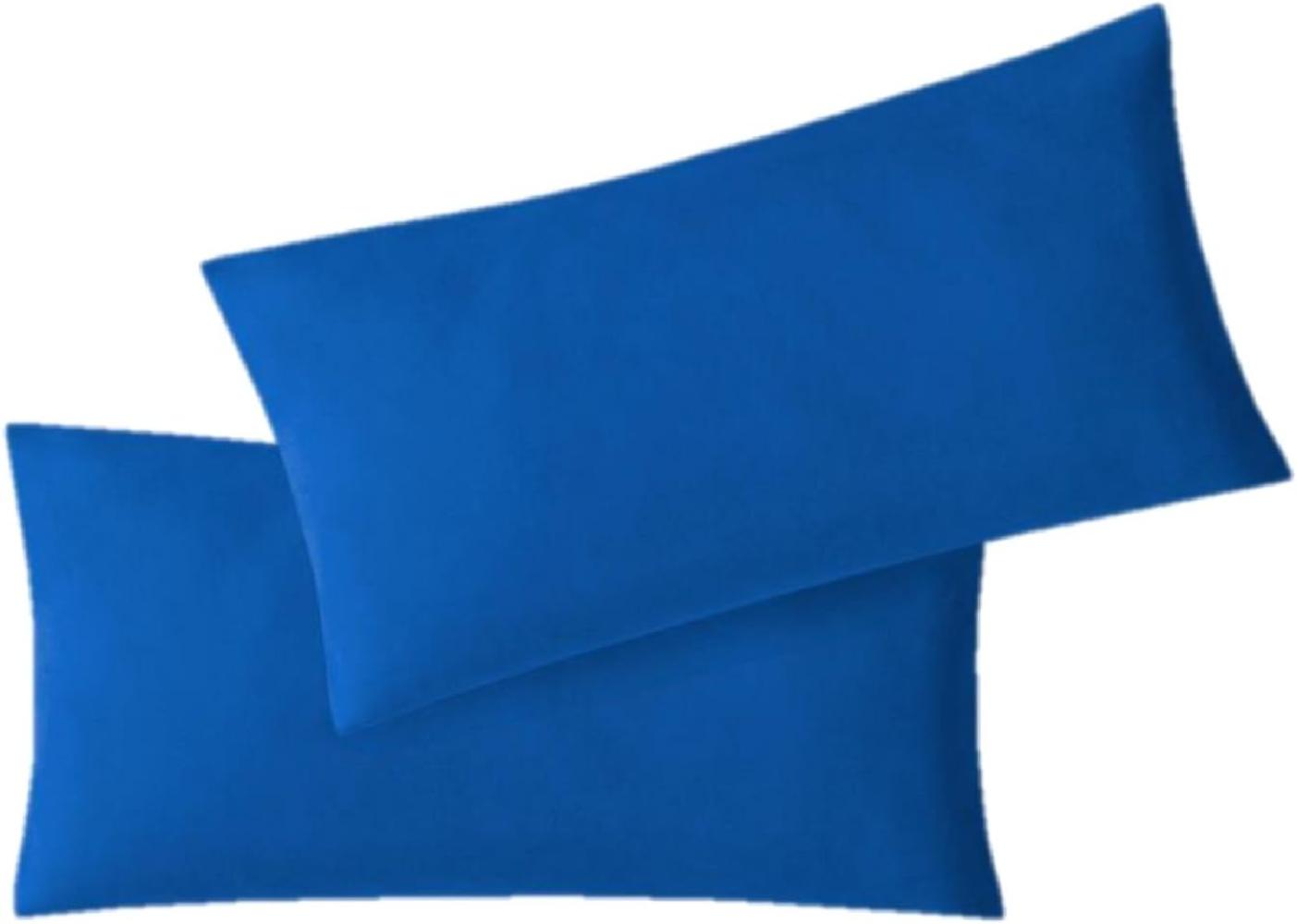 Jersey Kissenbezug, 2er Set, Baumwolle, Royalblau, 40x80 cm Bild 1