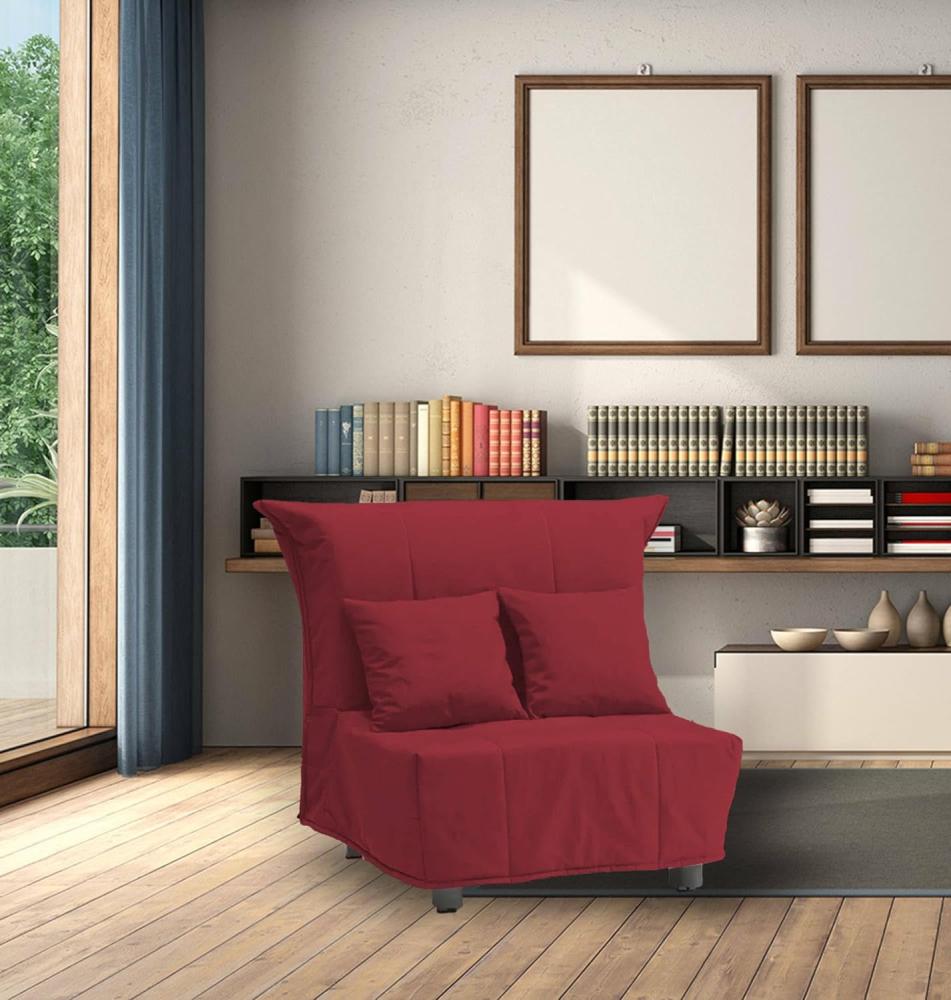 Talamo Italia Mina Einzelschlafsofa, Wohnzimmersessel, Trolley-Öffnung, Made in Italy, aus gepolstertem Stoff, mit Kissen enthalten, Cm: 85x90h85, Rote Farbe Bild 1